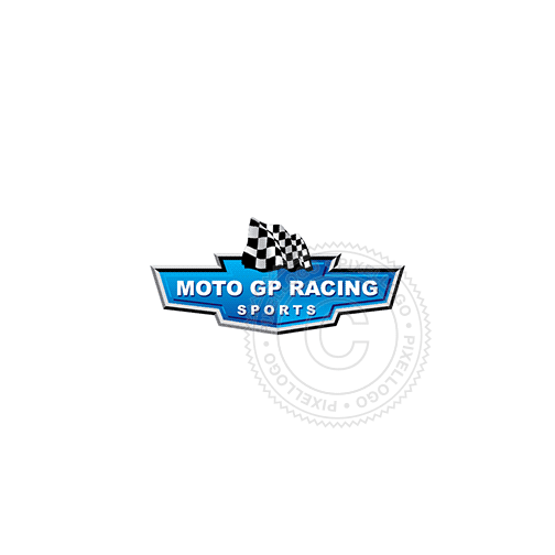 Cool Racing Logo - GP Racing logo - Cool blue shield with Chequered flag | Pixellogo
