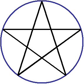 Circle around a Star Logo - Draw five-point star pentagram, pentacle, pentagon. Other stars how-to