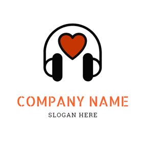 Red Heart Company Logo - Red Heart and Black Headphone logo design. Brand Inspo. Logo