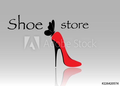 Red and Black Butterfly Logo - Logo shoe store for woman, shop, fashion collection, boutique label