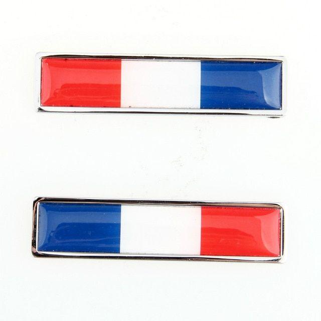 Red Car Emblem Logo - 1 Pair French Flag Logo Emblem Stainless Steel Car Auto 3M 3D Door ...
