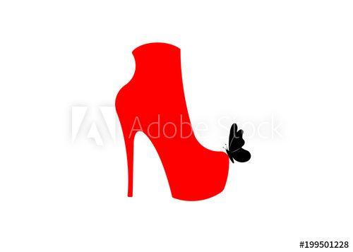 Red and Black Butterfly Logo - Logo shoe store, shop, fashion collection, boutique label. Company