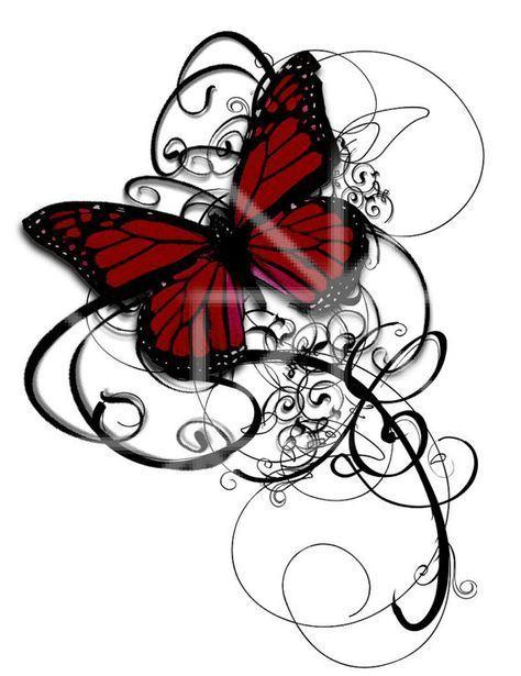 Red and Black Butterfly Logo - Temporary tattoo gothic tattoo butterfly