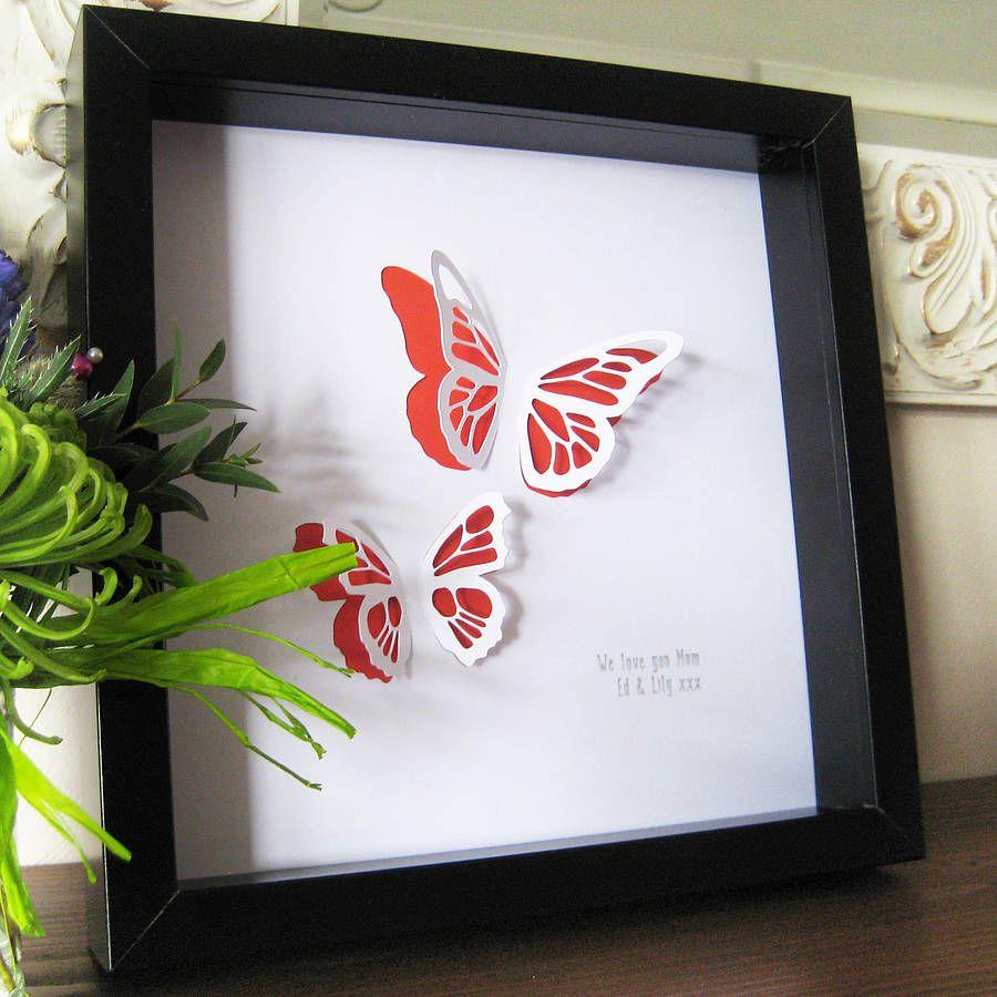 Red and Black Butterfly Logo - butterfly paper cut framed by yours for keeps