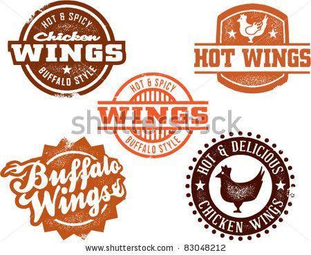 Hot Wing Logo - Vintage Style Chicken Wing Graphics by squarelogo, via ShutterStock