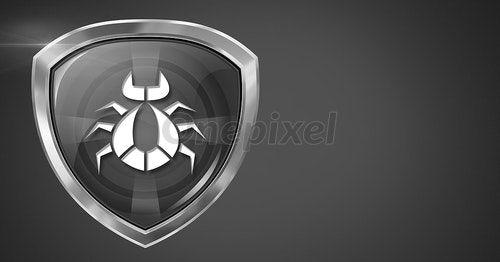 FFC Shield Logo - Bug Virus security protection shield in grey background