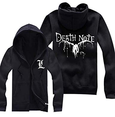 Death Note Logo - Poetic Walk Anime DEATH NOTE Logo Printed Hoodie Jacket