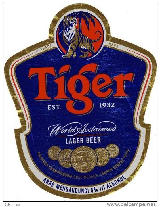Tiger Beer Logo - TIGER BEER bottle label from Malaysia (1 set) The coolest brand ...