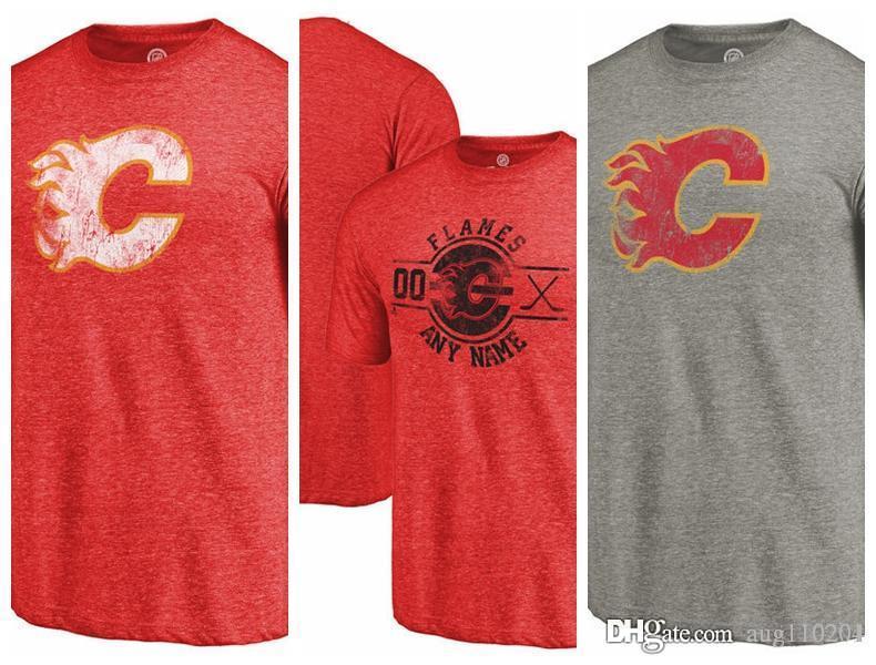 Red Ash Logo - 2018 Calgary Flames Logo 1980 1981 Tri Blend T Shirt Red Ash Calgary ...