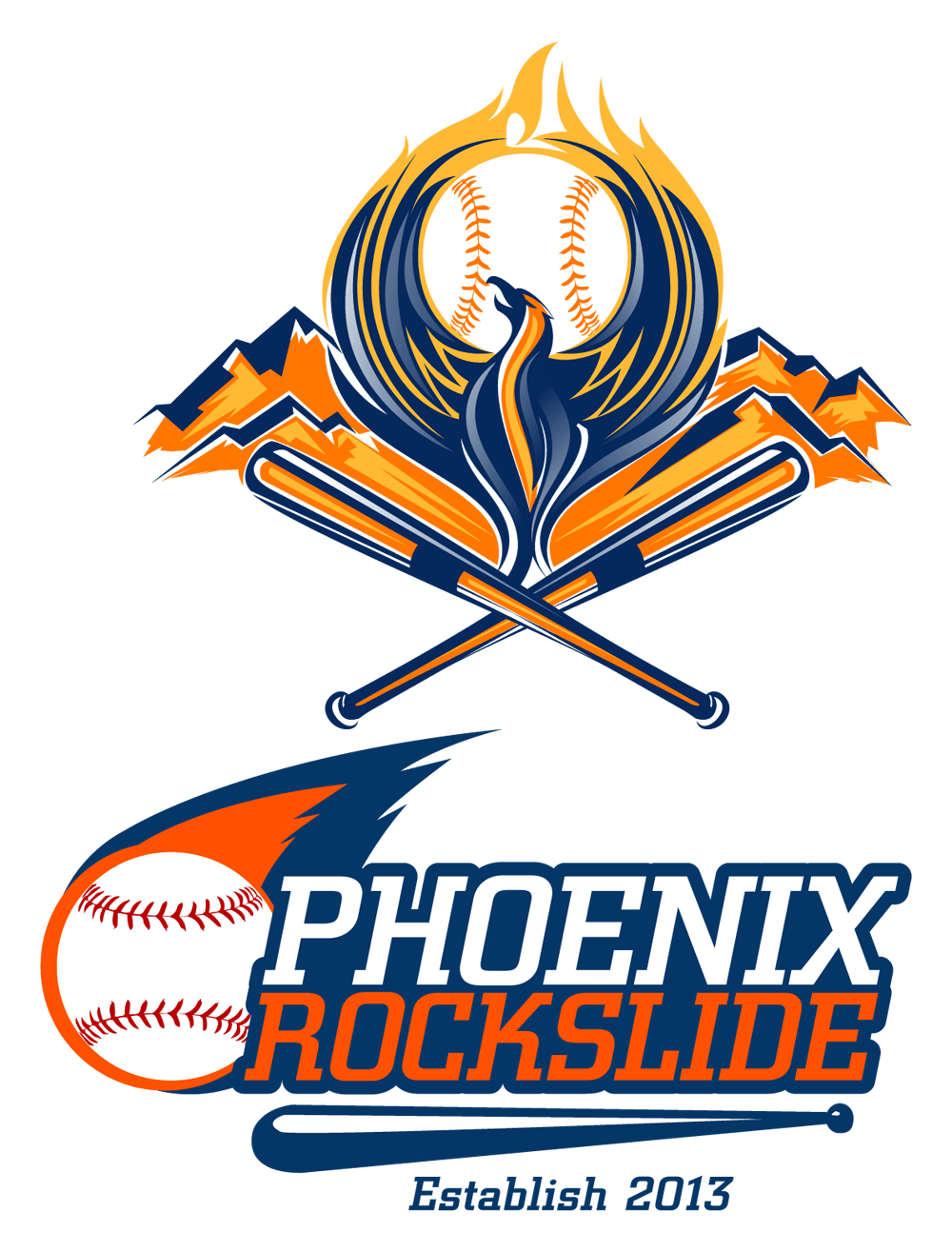 Phoenix Baseball Logo - Phoenix Rockslide. #baseball logo design. Sports Art. Sports logo