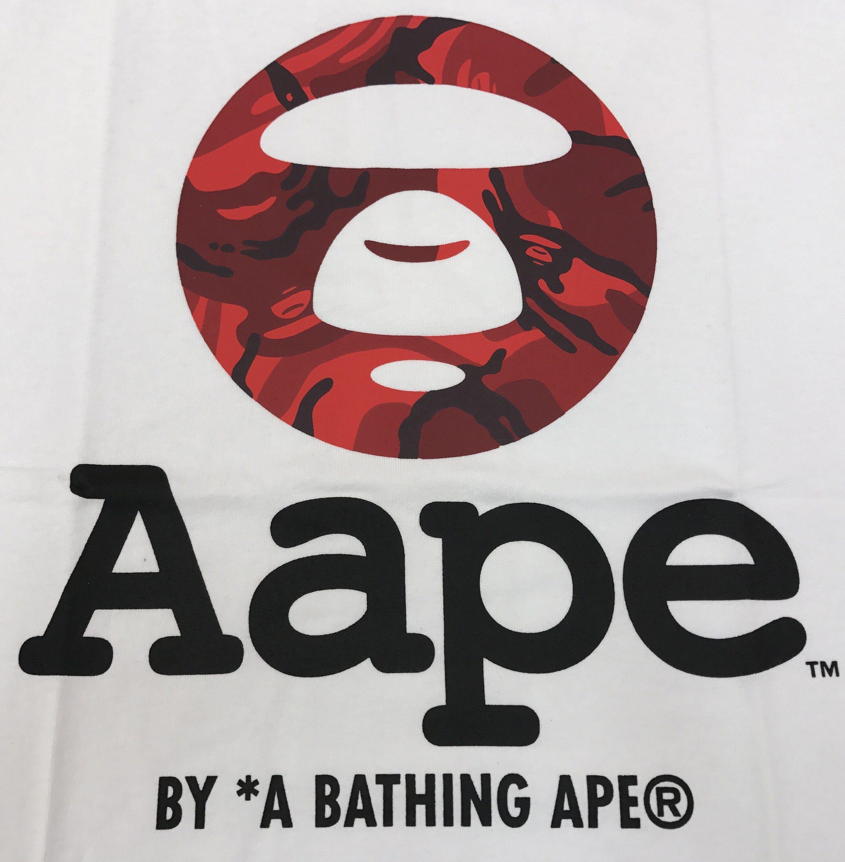 Red White OE Logo - Aape OE CTN Loose Basic Tee (White/Red) – LacedUp