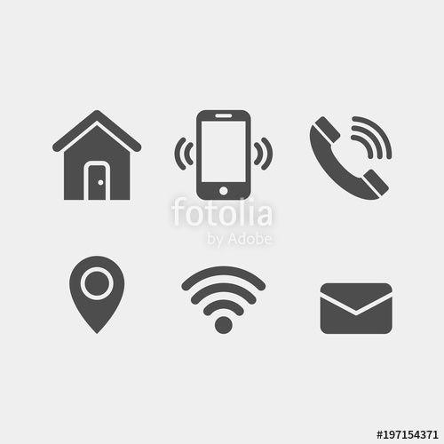 Phone email Logo - Contacts flat vector icons set. Mobile phone, telephone, wifi, gps