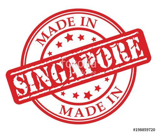 Red White OE Logo - Made in Singapore red rubber stamp illustration vector on white