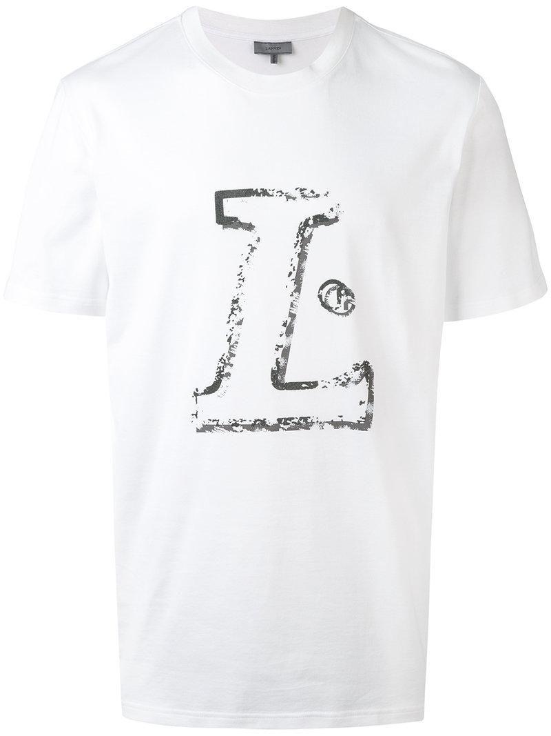 White Letter Logo - Lanvin Letter Logo Print T Shirt In White For Men