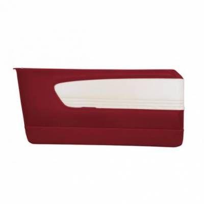 Red White OE Logo - 64 - 66 Mustang Sport Door Panels- 2 Tone OE Color, Dark Red/White