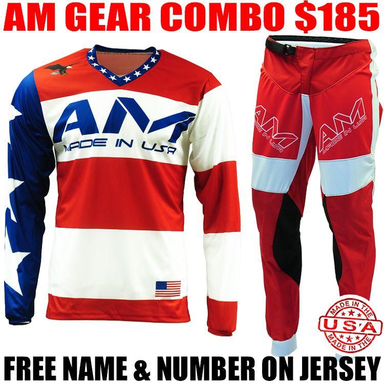 Red White OE Logo - AM STARS & BARS GEAR COMBO RED/ WHITE/ BLUE Style MX