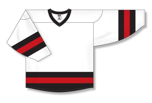Red Black White Hockey Logo - League Style Blank Hockey Jerseys #H6500-415 White/Black/Red