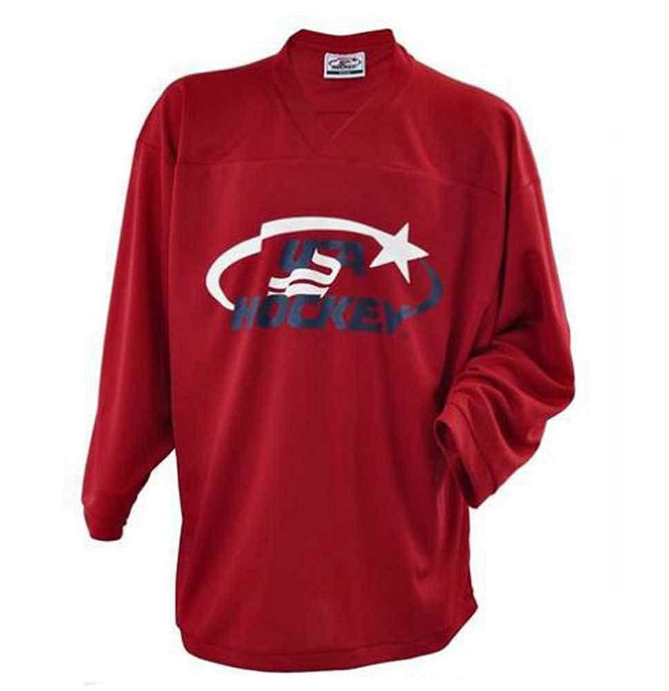 Red Black White Hockey Logo - USA Hockey Adult Practice Ice Hockey Jersey Mid Weight
