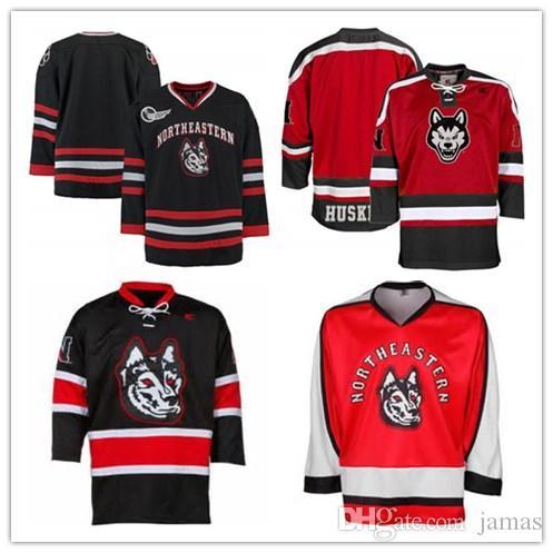Red Black White Hockey Logo - 2019 Custom XS 5XL Northeastern Huskies K1 Hockey Jersey Black Red ...