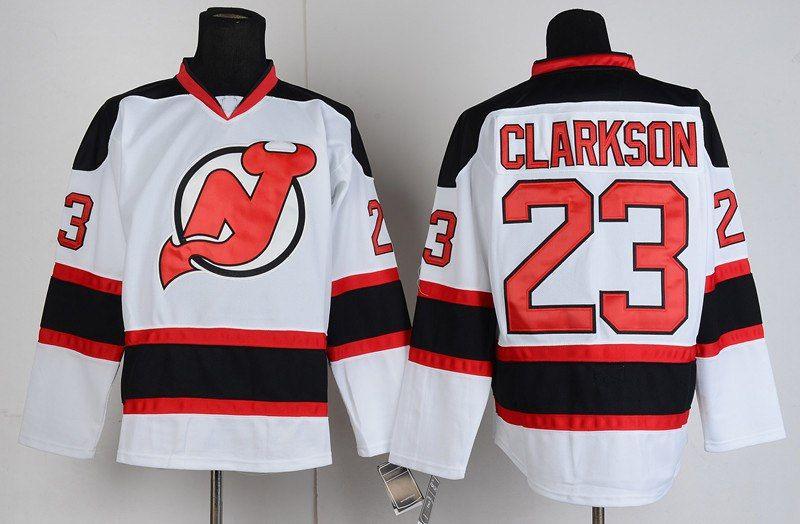Red Black White Hockey Logo - cheap hockey jerseys New Jersey 23 David Clarkson Ice Hockey Jersey
