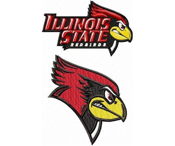 Illinois State Redbirds Logo - Illinois State Redbirds logos machine embroidery design for instant ...