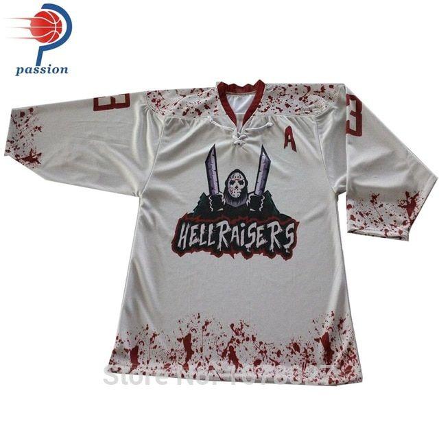 Red Black White Hockey Logo - Black and White Blood Red Lace Up Ice Hockey Jerseys with Sublimated ...