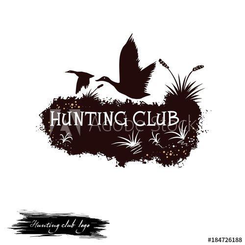 Flying Animals Logo - Hunting club logo digital art illustration isolated on white. Flying
