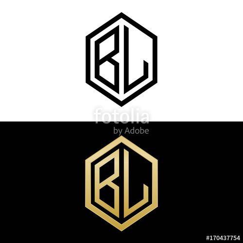 BL Logo - initial letters logo bl black and gold monogram hexagon shape vector ...