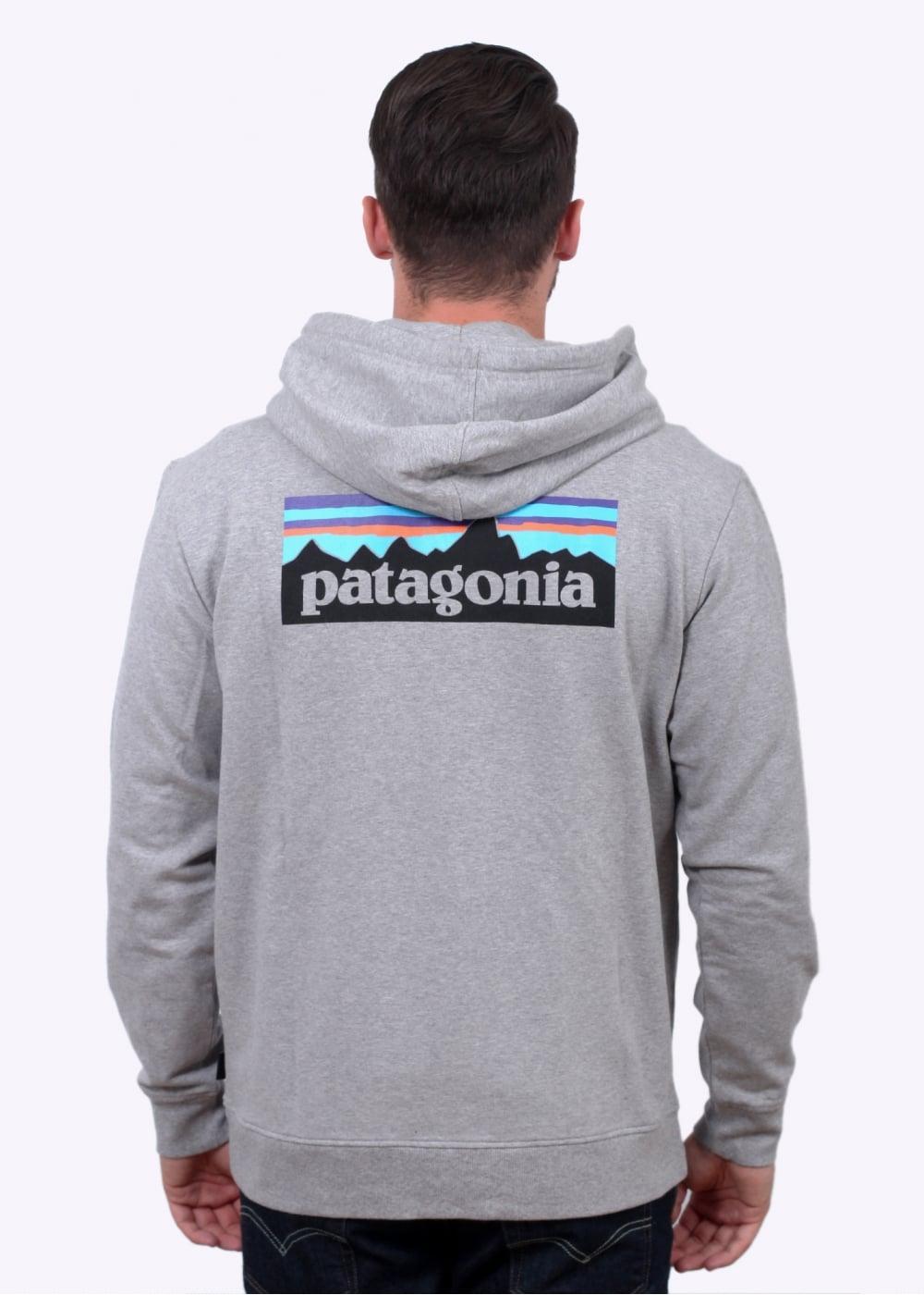 Grey Patagonia Logo - Patagonia P-6 Logo Zip Up Hoodie - Feather Grey - Hoodies from Triads UK