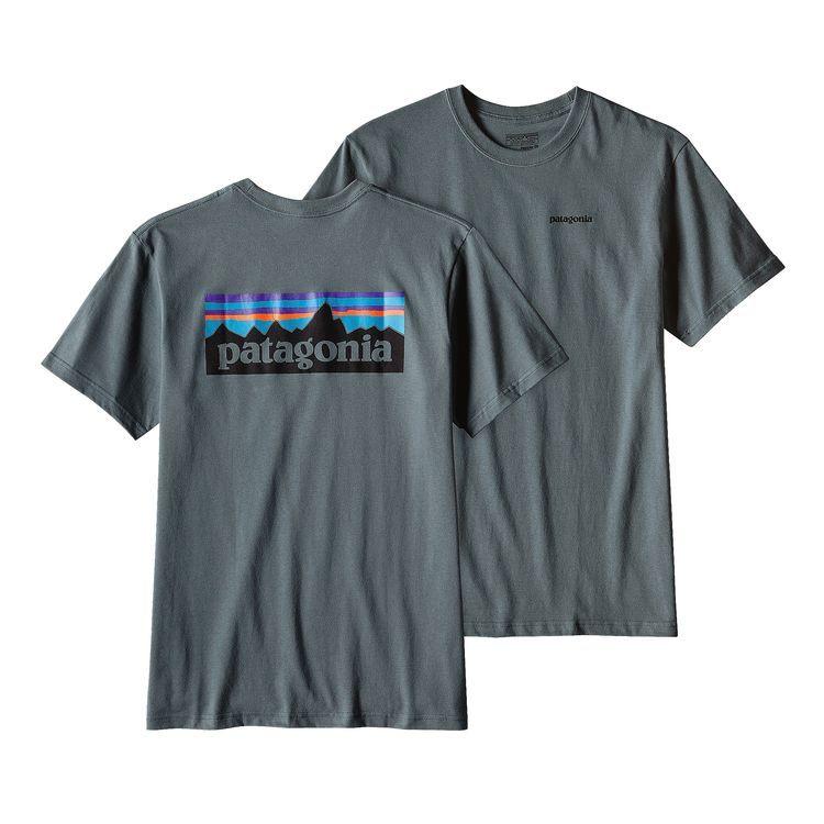 Grey Patagonia Logo - Patagonia Men's P6 Logo Cotton T Shirt