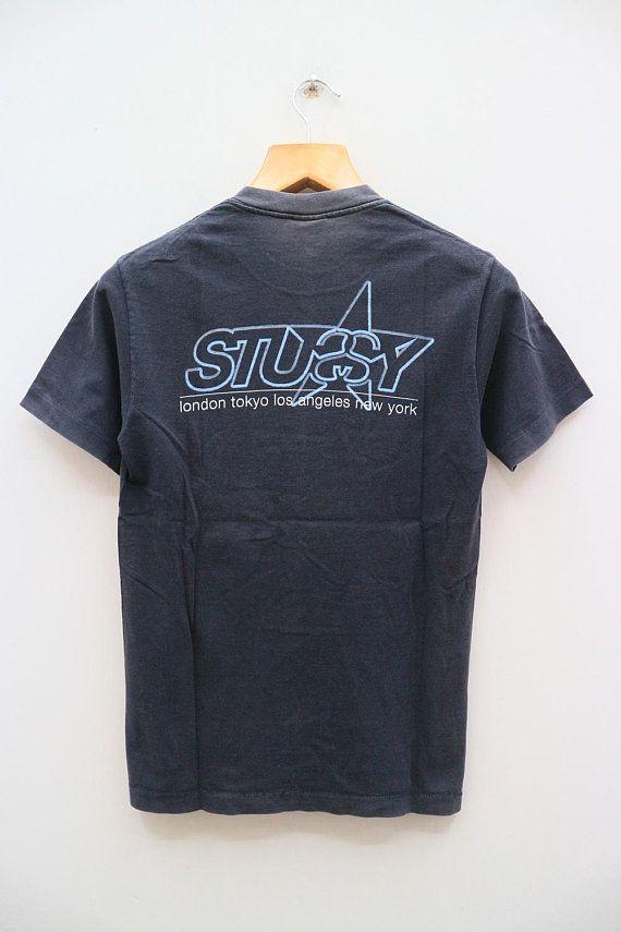 New Stussy Logo - Vintage STUSSY London Tokyo Los Angeles New York Big Logo ...