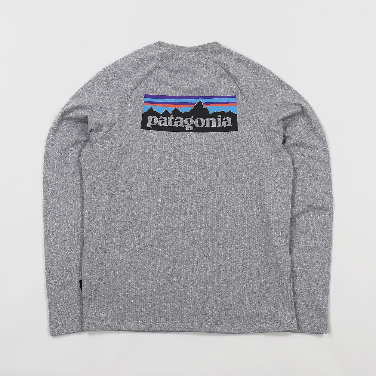 Grey Patagonia Logo - Patagonia Mens Lightweight P6 Logo Graphic Crew Sweat Grey Black £28.00