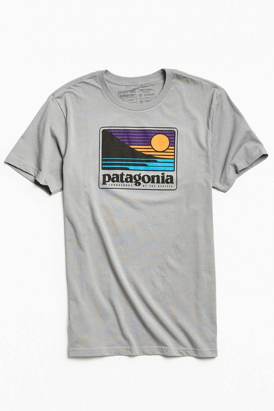 Grey Patagonia Logo - Mens. Patagonia Graphic Tees. Brand + Logos Up And Out Tee Grey Grey