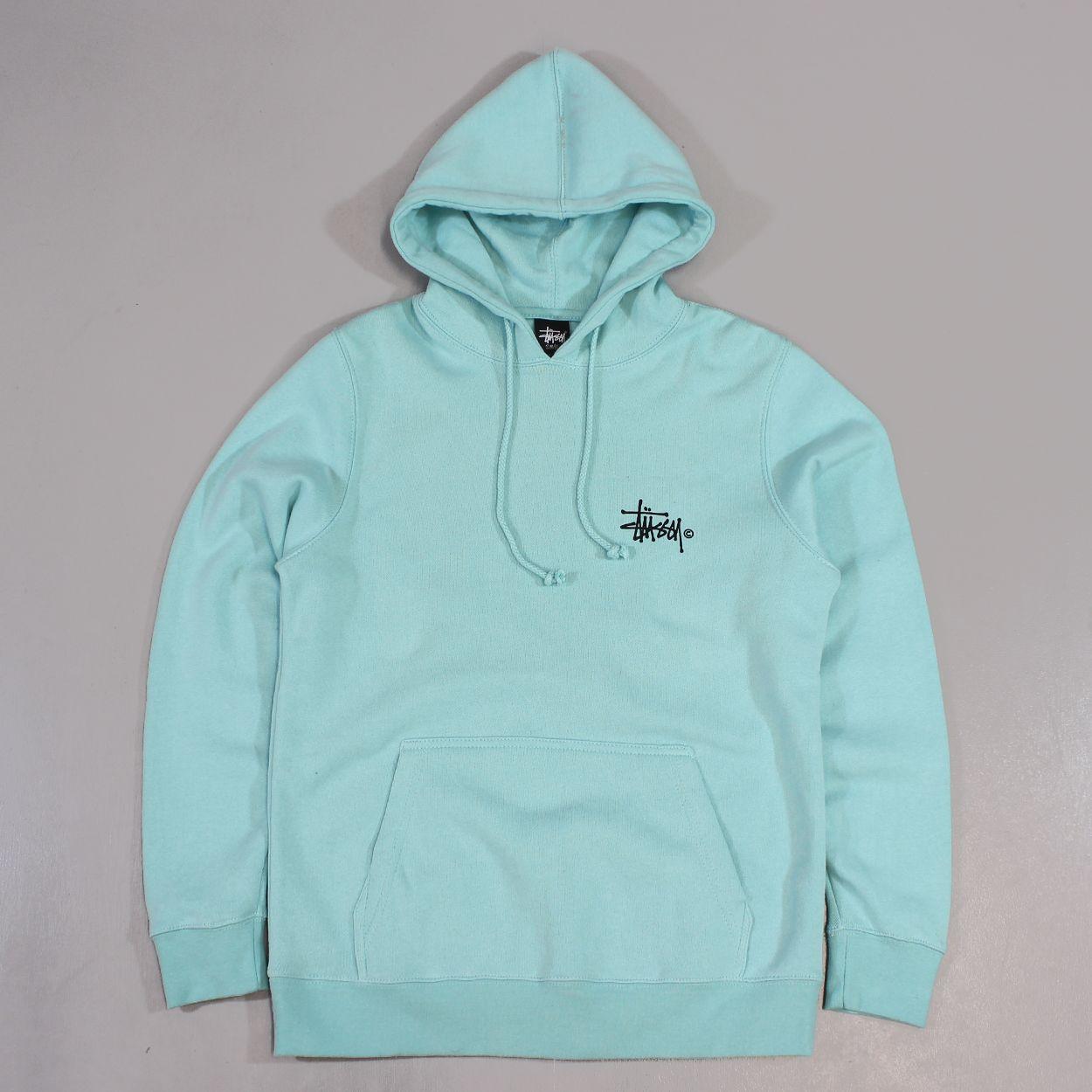 New Stussy Logo - Stussy Mens Basic Logo Hooded Jumper Mint Black Printed Street £78.00