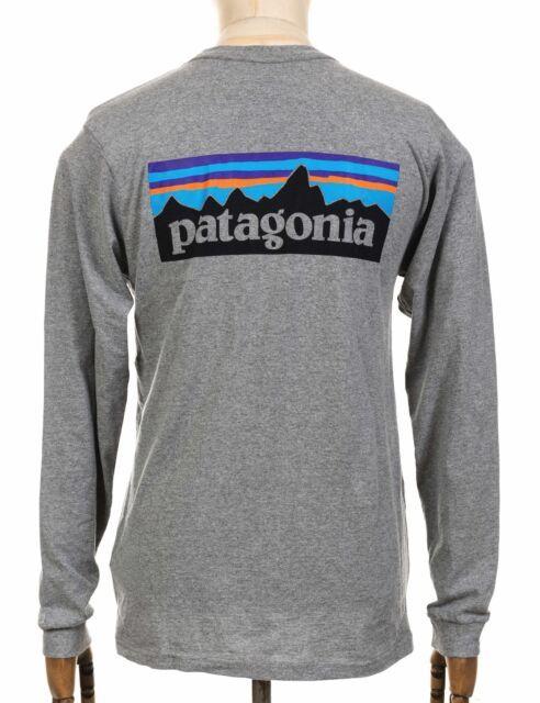Grey Patagonia Logo - Patagonia Mens Long Sleeve P 6 Logo Responsibili Tee Gravel Heather