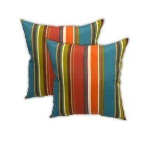 Orange Green Red Stripe Logo - Set of 2 - Teal, Orange, Green, Red Stripe Outdoor Throw Pillows ...