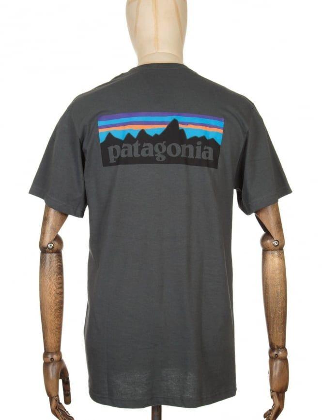 Grey Patagonia Logo - Patagonia P-6 Logo Pocket T-shirt - Forge Grey - Patagonia from ...