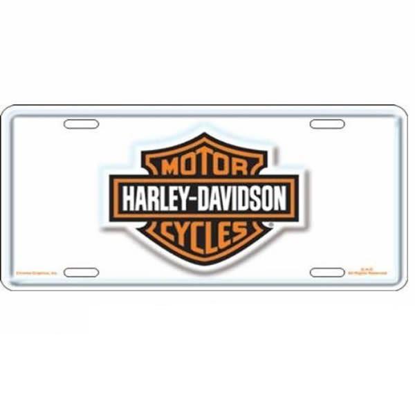 Bar and Shield Logo - Harley Davidson White Bar and Shield Logo Auto License Plate