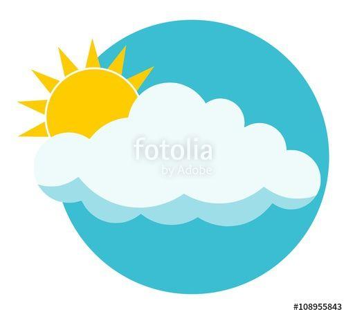 Sky Cloud Logo - Flat sun behind cloud over blue sky. Sun. Cloud. Icon. Logo ...