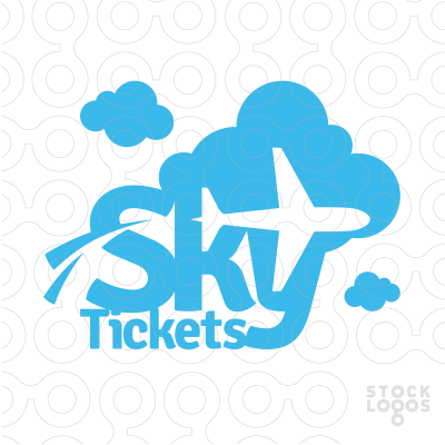 Sky Cloud Logo - A unique logo with an airplane in negative space. Keyideas: holiday