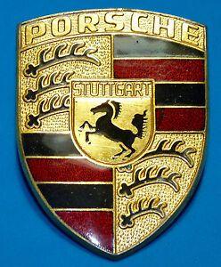Vintage Porsche Logo - Vintage Enamel Hood Emblem Crest Porsche Stuttgart Car Badge | eBay