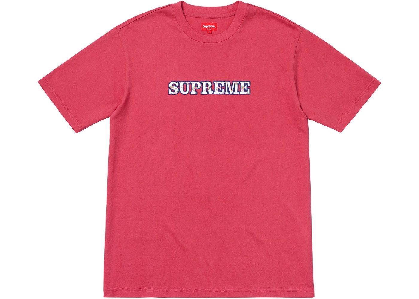 Supreme Red Logo - Supreme Floral Logo Tee - Dusty Red - Size Large | Grey Stock ...