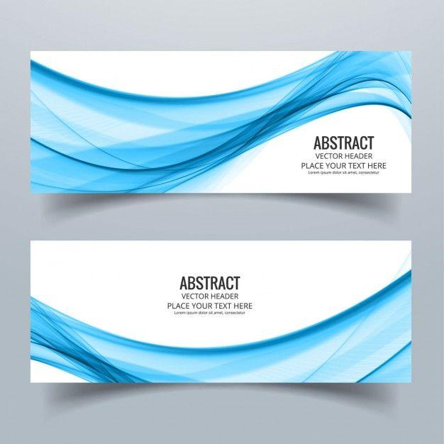 Two Blue Lines Logo - Two abstract banners with blue wavy lines Vector