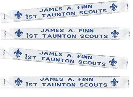 Two Blue Lines Logo - Scouts logo woven iron on name label 9 mm blue Two lines.Custom made