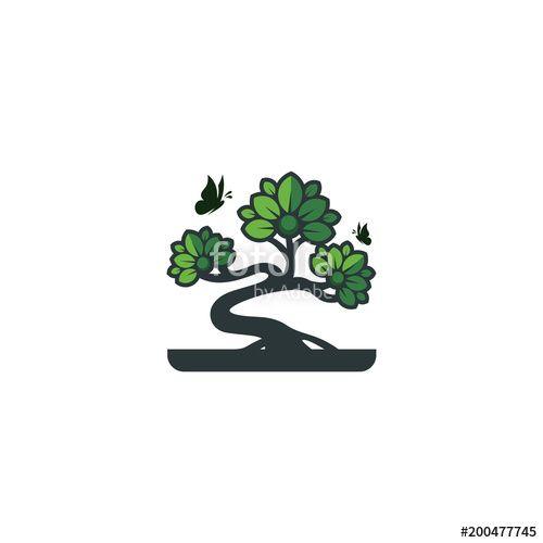 Bonsai Logo - Bonsai logo template white background - vector illustration