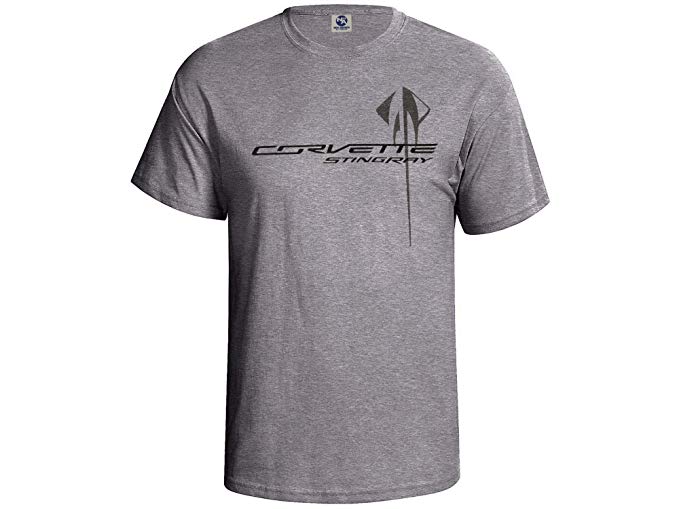 Stingray Clothing Logo - Corvette C7 Stingray Chest Logo T Shirt Gray: Clothing