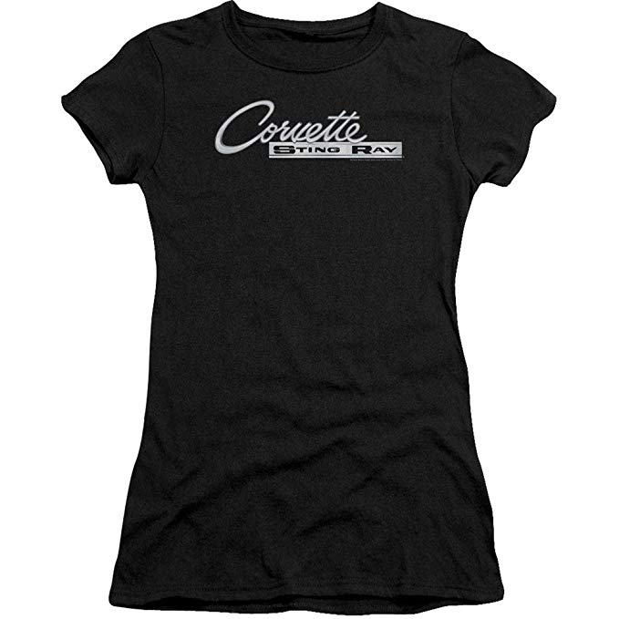 Stingray Clothing Logo - Chevrolet Chrome Stingray Logo Shirt Juniors Sheer T Shirt: Amazon