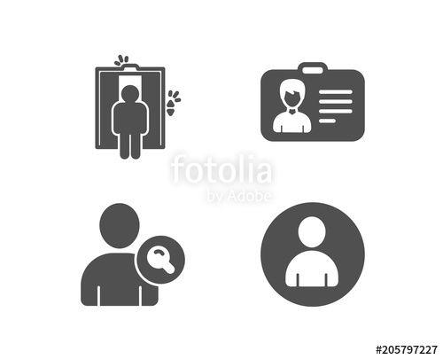 Classic Avatar Logo - Set of Find user, Identification card and Elevator icons. Avatar ...