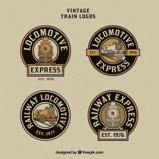 Vintage Railroad Logo - Rounded vintage train logo pack Vector | Free Download