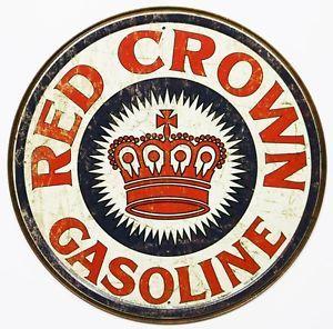 Red Gas Logo - Round Red Crown Gasoline Tin Metal Sign Gas Oil Logo Ad Weathered ...